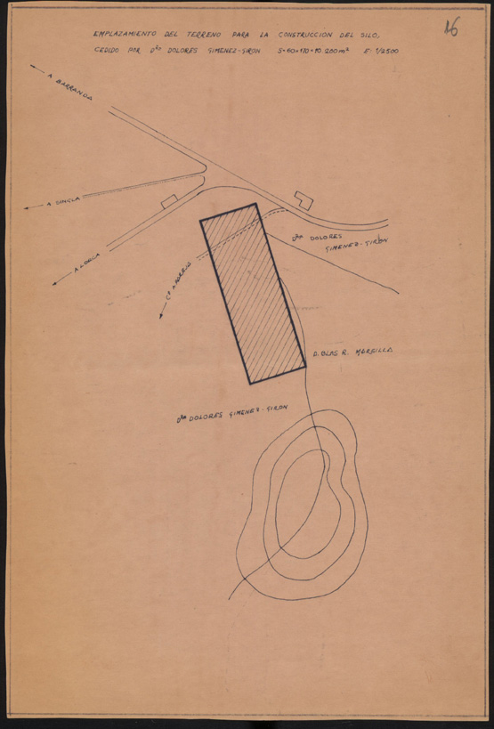 Plano de emplazamiento del terreno para la construcción del silo, cedido por Dolores Giménez Girón (Cehegín).
